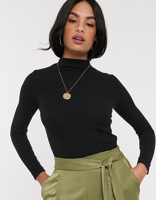 River Island high neck top in black