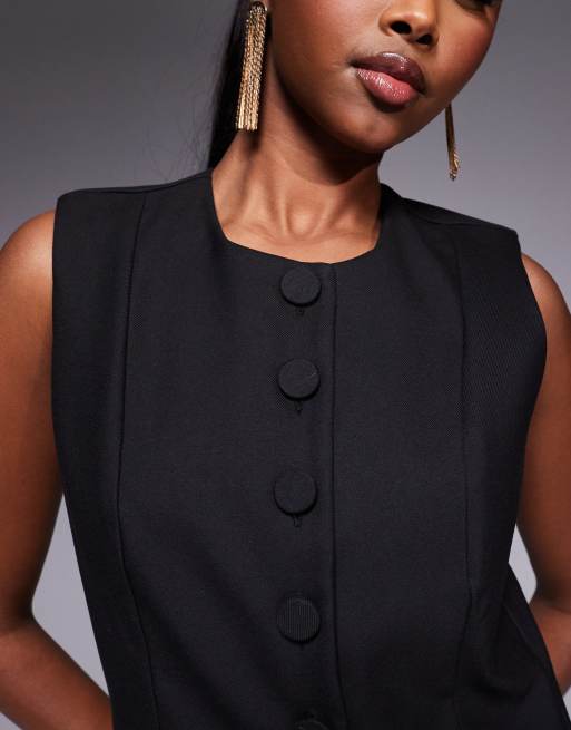 River Island high neck waistcoat in black, 3 of 4