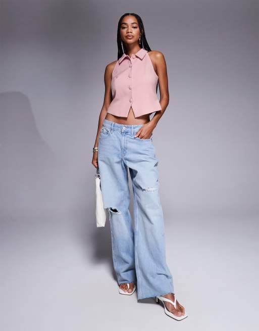 River Island high neck waistcoat in light pink, 2 of 4