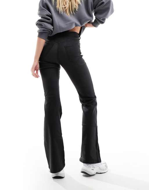 Coated High Waisted Flared Jeans