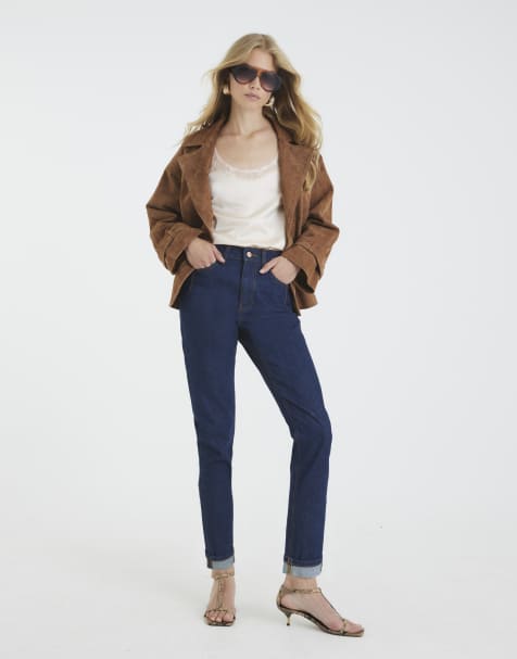 River Island High rise mom jeans in denim - dark - view 1