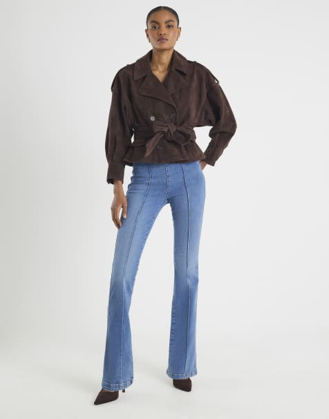 River Island High rise pull on flared jeans in denim - medium - view 1