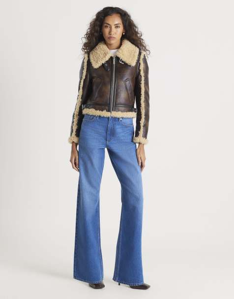 River Island high rise relaxed straight leg jeans in medium denim - view 1