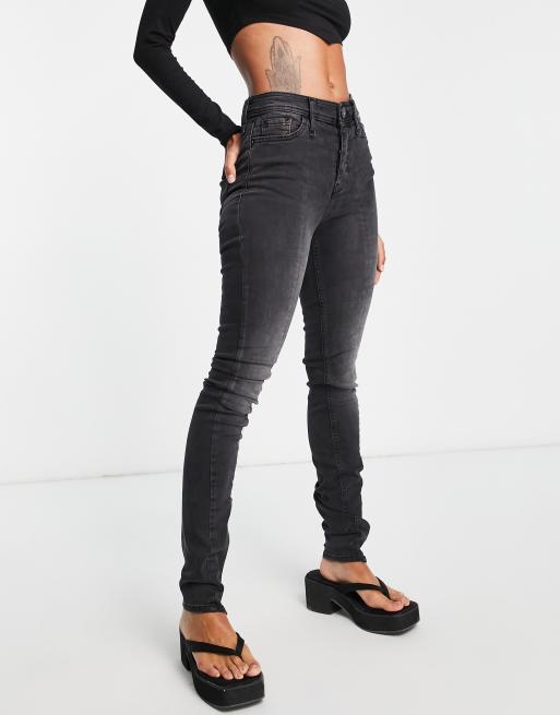 ASOS Super Skinny Jeans In Washed Black With Silver Stripe