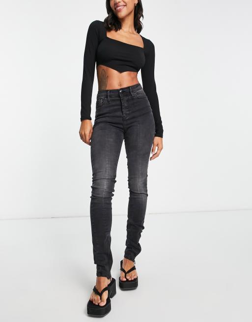 River Island Petite split hem legging in black