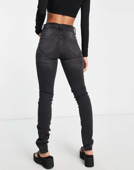 Tall Black Split Hem Coated Jeans