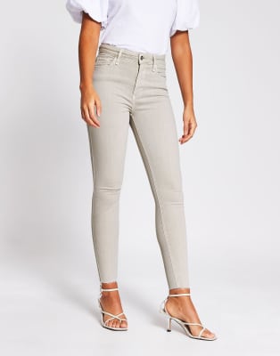 beige skinny jeans high waist