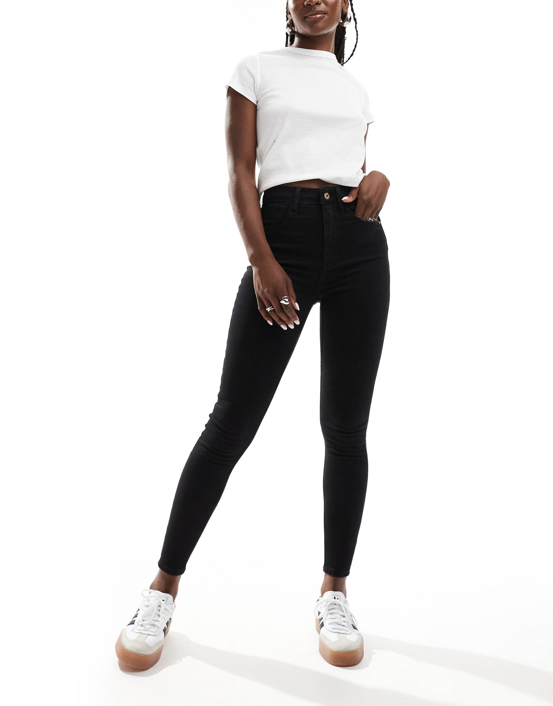 river island high rise skinny jeans in black