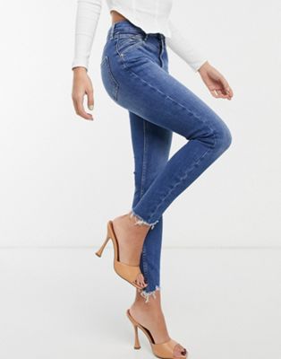 River Island High rise skinny jeans in mid authentic blue