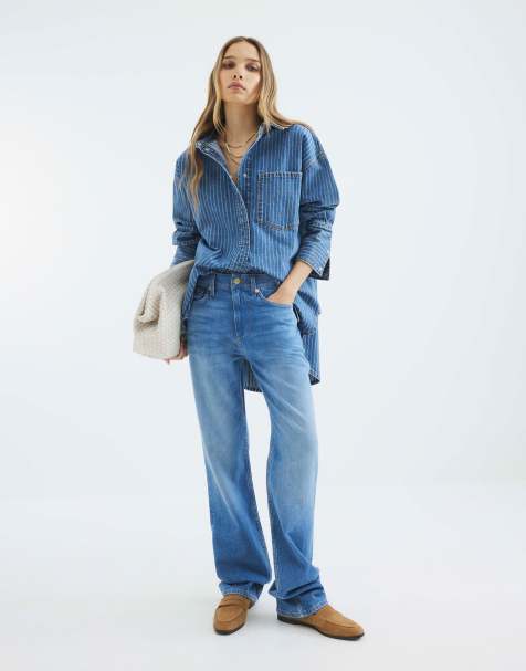 River Island High rise stretch straight leg jeans in denim - light - view 1