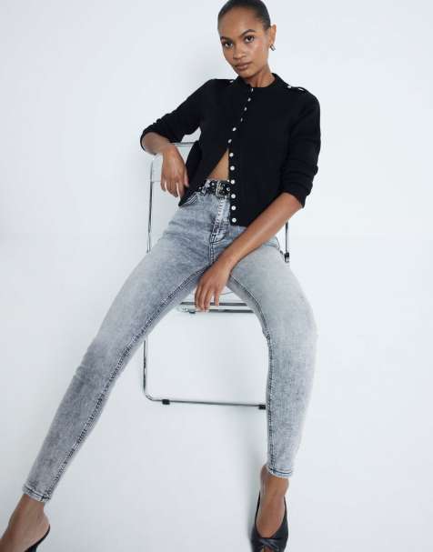 River Island High rise super skinny jeans in grey - light - view 1