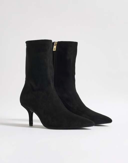 River Island High sock heeled ankle boots in black, 2 of 4