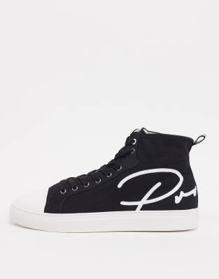 black hightop trainers