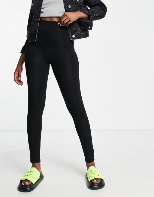 Miss Selfridge low rise deep fold over waistband flare legging in black