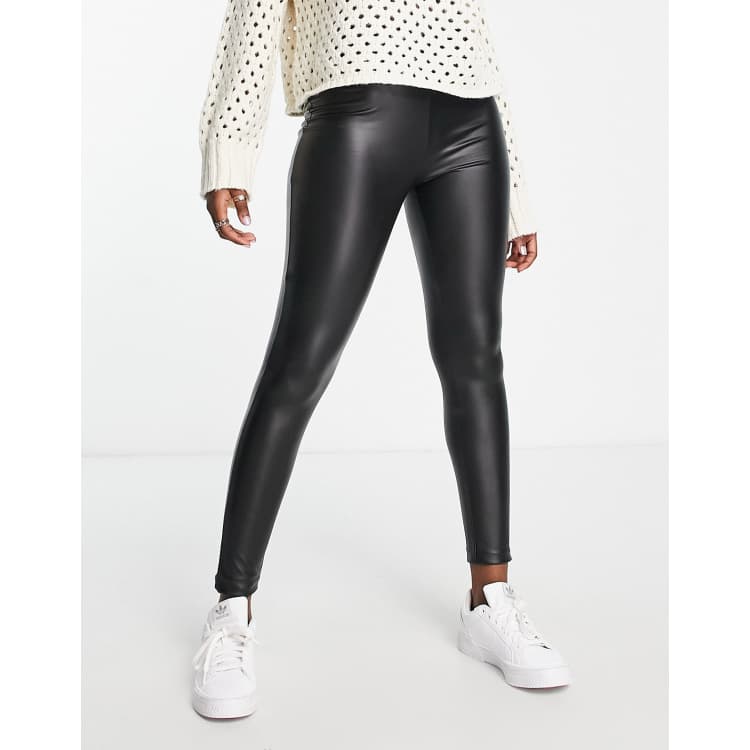 Black coated 2024 high waisted leggings