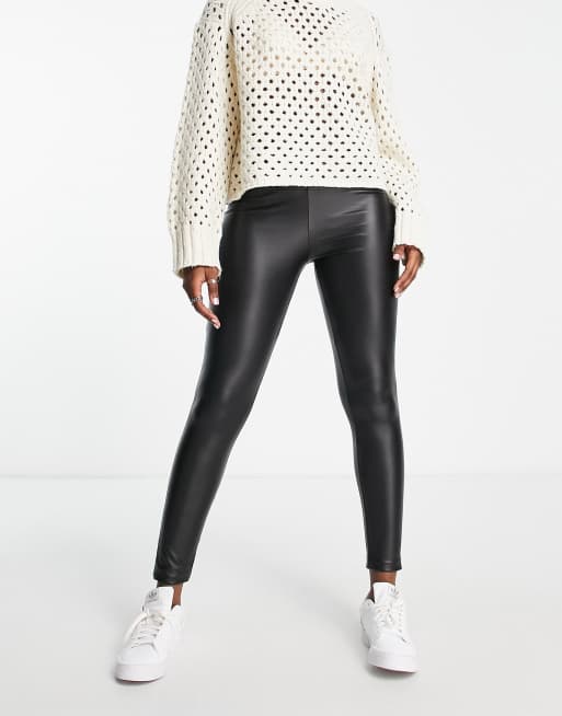 Black Coated Leggings River Island