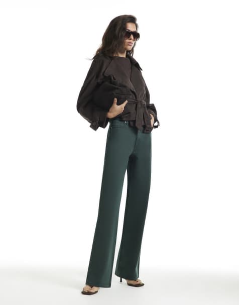 River Island High waist relaxed straight jeans in green - view 1