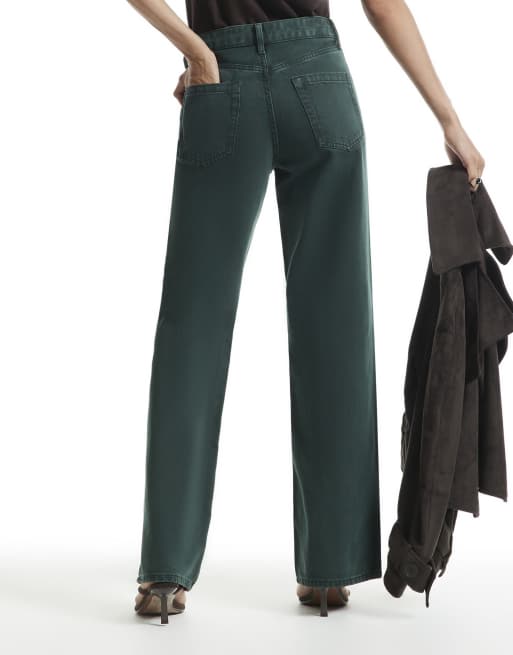 River Island High waist relaxed straight jeans in green, 4 of 4