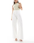 [River Island] River Island high waist wide leg pants in white 14 WHITE