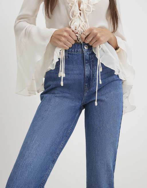 River Island High waisted classic slim fit jeans in denim blue, 3 of 4