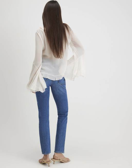 River Island High waisted classic slim fit jeans in denim blue, 4 of 4