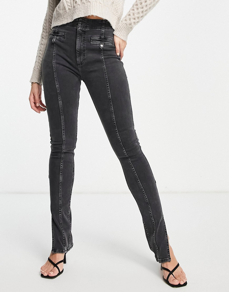 River Island high waisted corset skinny jeans in black