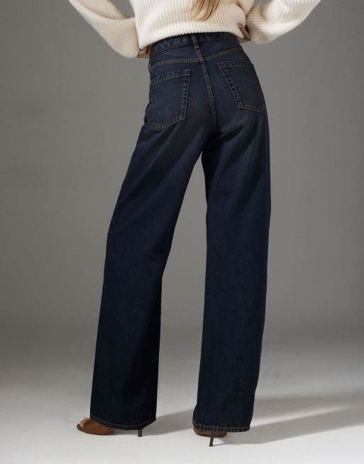 River Island High waisted relaxed straight leg jeans in denim - dark, 4 of 4