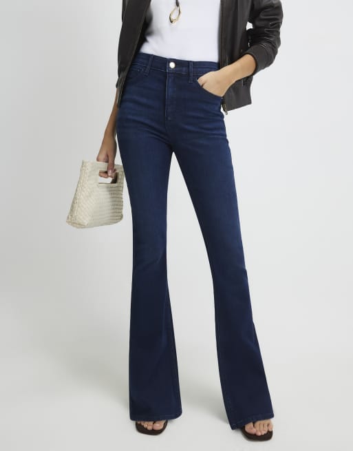 River Island High waisted sculpt stretch flare jeans in denim - dark, 2 of 4