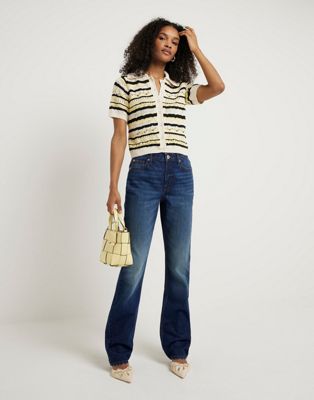 River Island High waisted stove pipe straight jeans in denim - medium