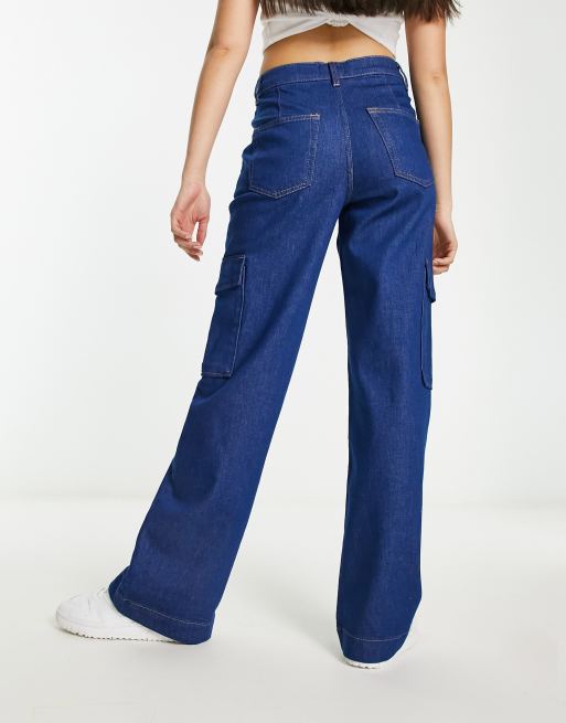 Dark Blue High Rise Wide Leg Jeans