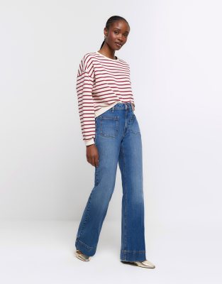 River Island High waisted wide leg jeans in denim