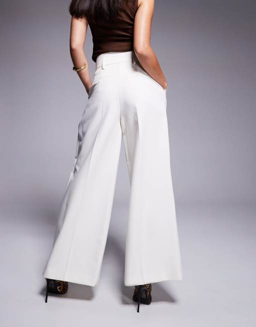 River island white wide leg trousers sales