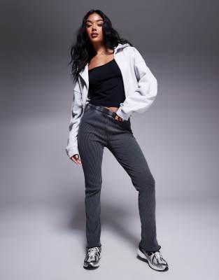 River island highwaisted rib flares in dark grey