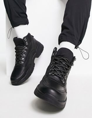 River Island hiker boot with moulded sole in black