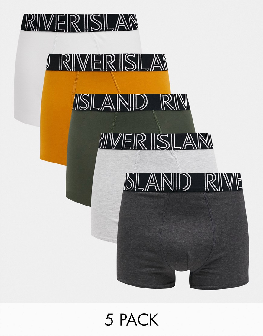 River Island hipsters in green and mustard 5-pack
