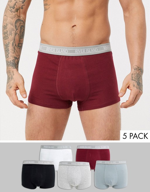 River Island hipsters in red and grey 5 pack