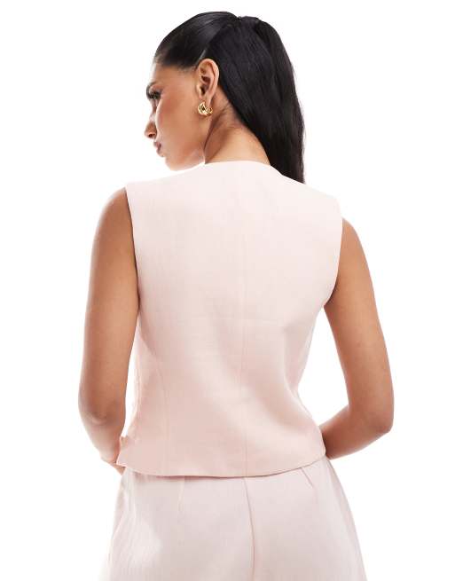 River Island – Hochgeschlossene Weste in Hellrosa, 4 von 4