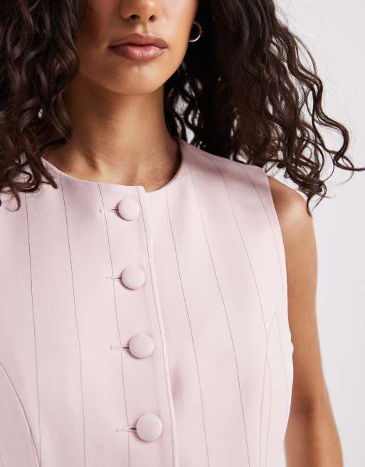 River Island – Hochgeschlossene Weste in Rosa mit Streifen, Kombiteil, 4 von 4