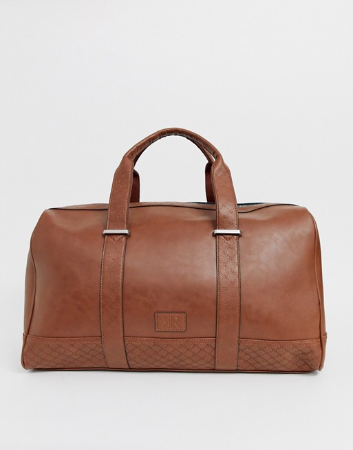 River Island holdall with monogram trim in tan