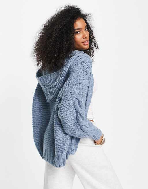 Cable knit 2025 hooded cardigan