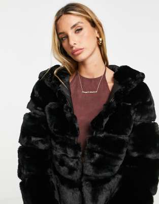 black faux mink jacket