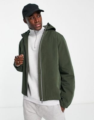 River Island hooded short parka jacket in dark khaki - ASOS Price Checker