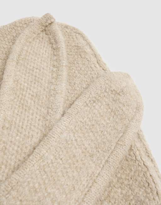 River Island Hooded triangle knitted scarf in beige, 2 of 2