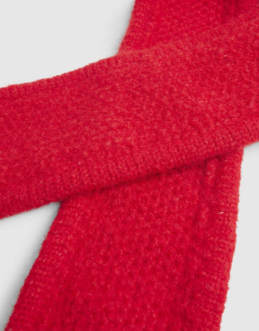 River Island Hooded triangle knitted scarf in red, 2 of 2