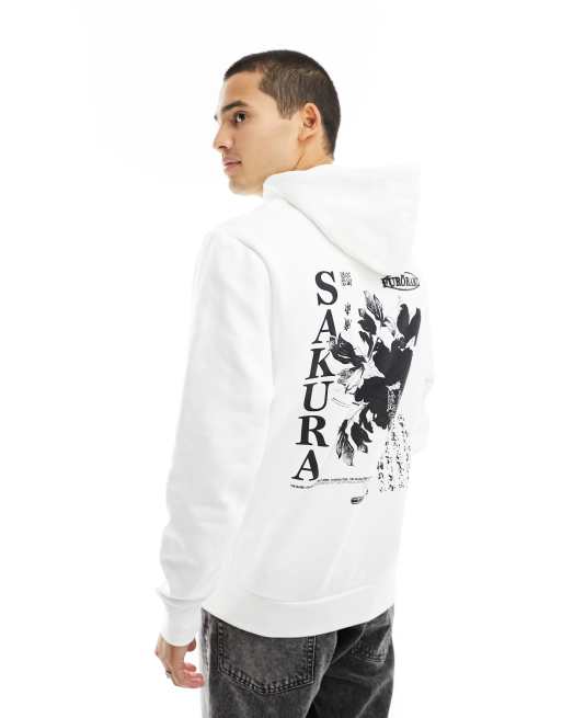 River Island - Hoodie met japanse print in wit