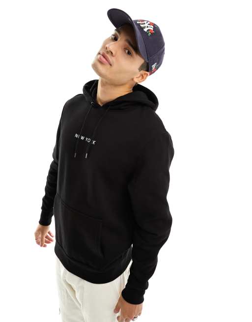 River Island - Hoodie met lange mouwen en stadsprint in zwart