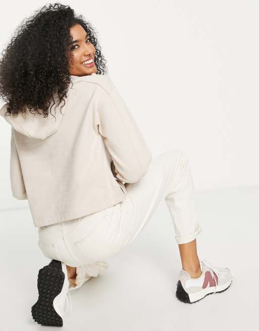 River Island - Hoodie met naaddetail in crème, deel van co-ord set, 2 van 4