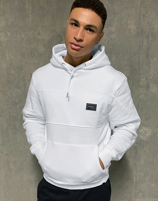 River Island Maison Riviera hoodie with nylon panels in white