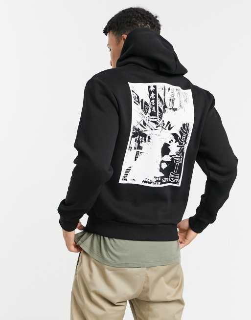 River Island hoodie with print in black