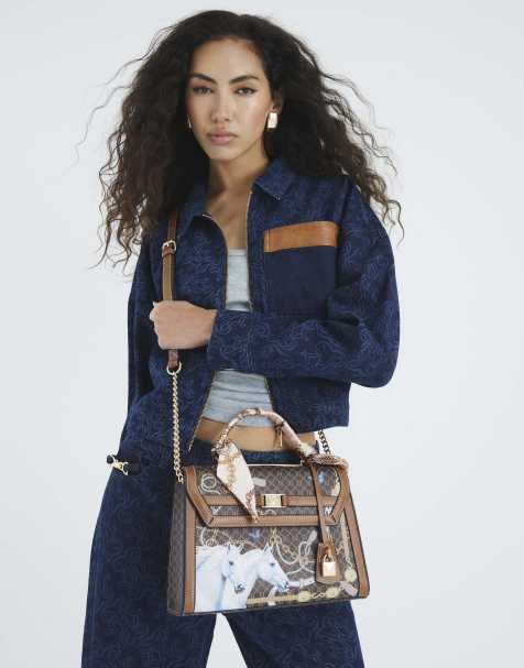 River Island Horse monogram print medium tote bag in brown - dark - view 1